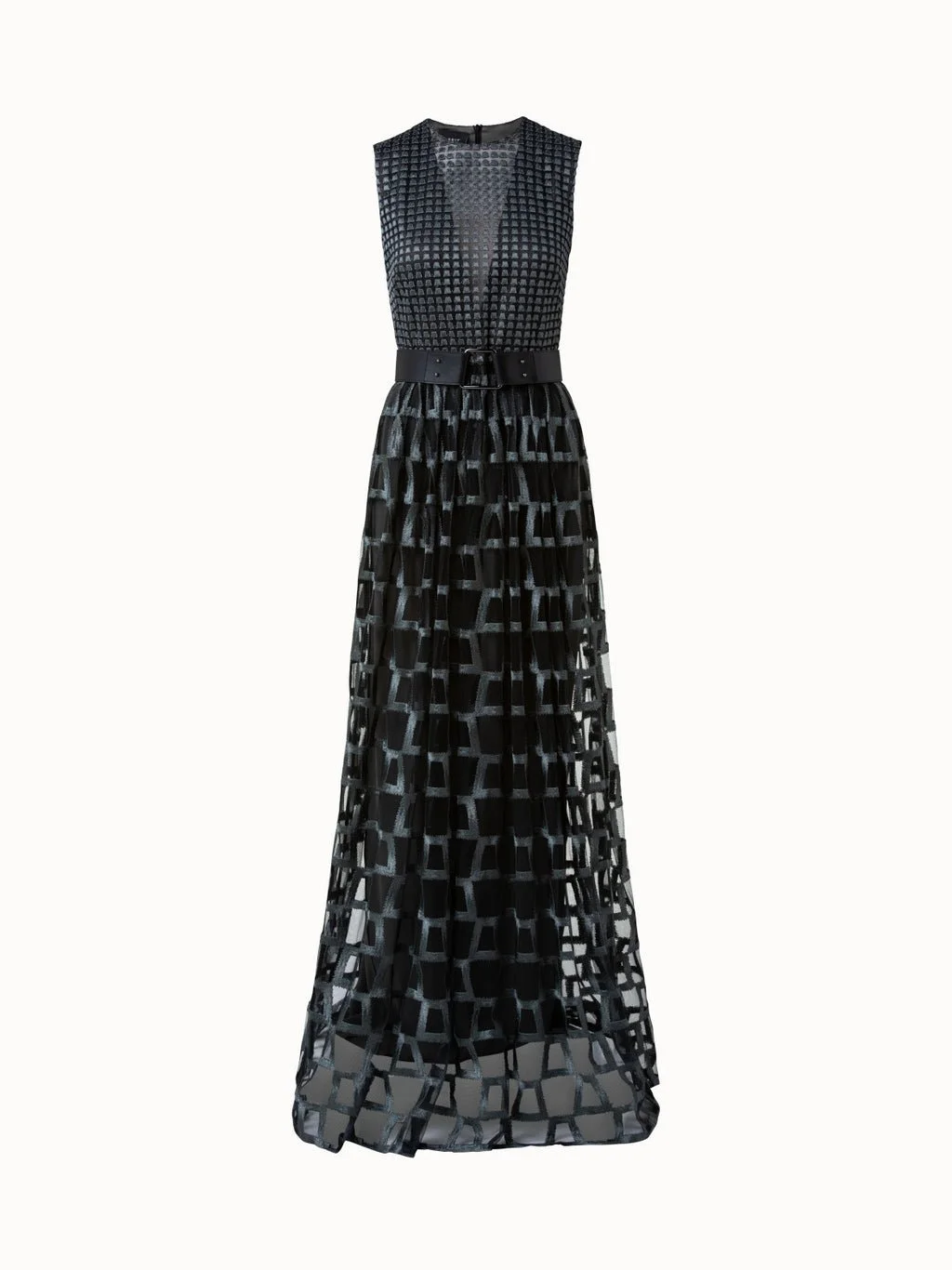 Akris Mixed Trapezoid Embroidery Dress
