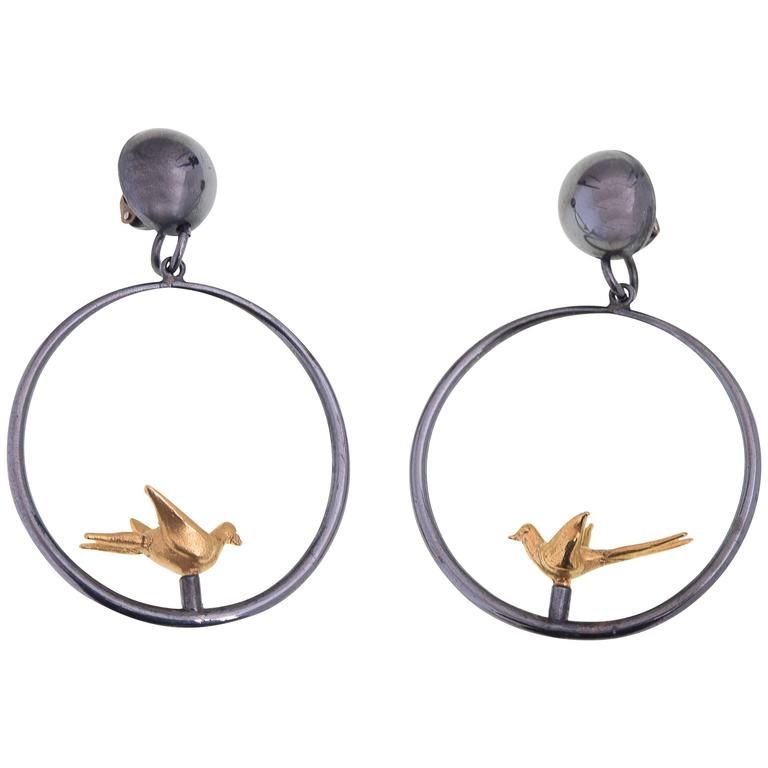 Line Vautrin Couple of Turtledoves Bronze Earrings.jpg