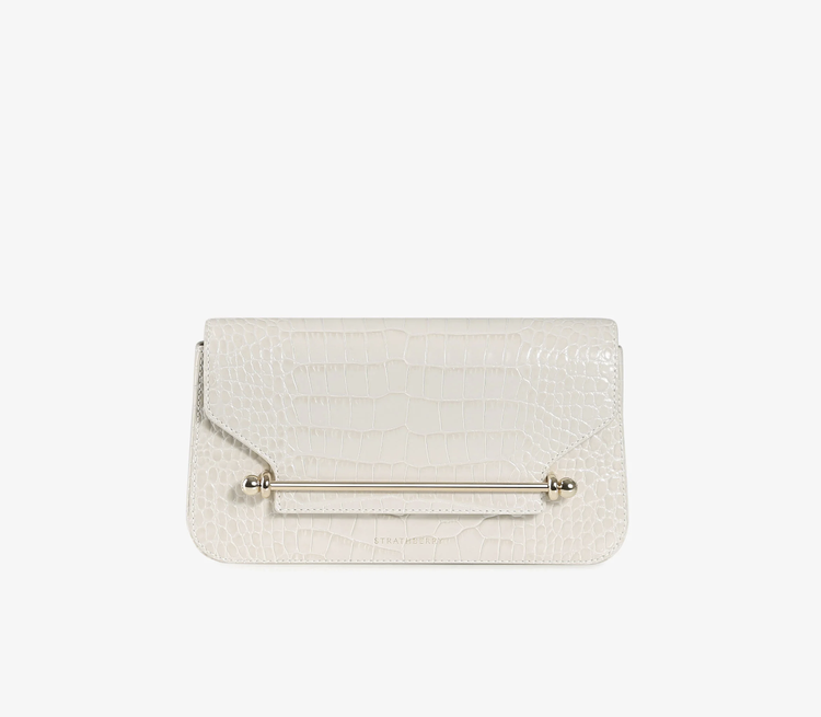 Strathberry East-west Mini Leather Chain Shoulder Bag In Sea Grass