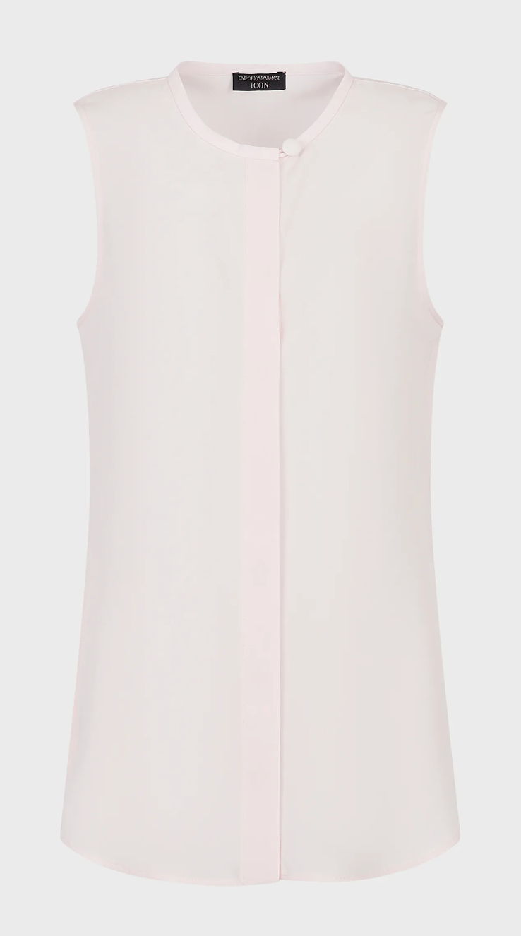 Emporio Armani Pure Silk Crêpe-de-Chine Sleeveless Top in Rosa Chiaro