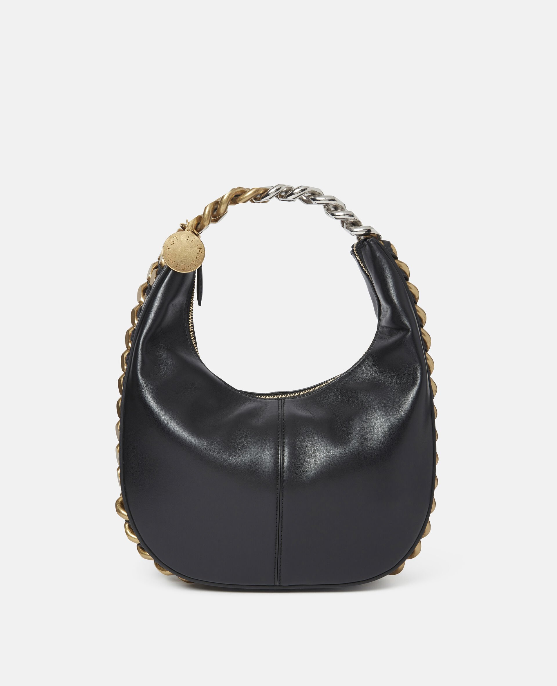 Stella McCartney Frayme Small Zipped Shoulder Bag in Black.jpg