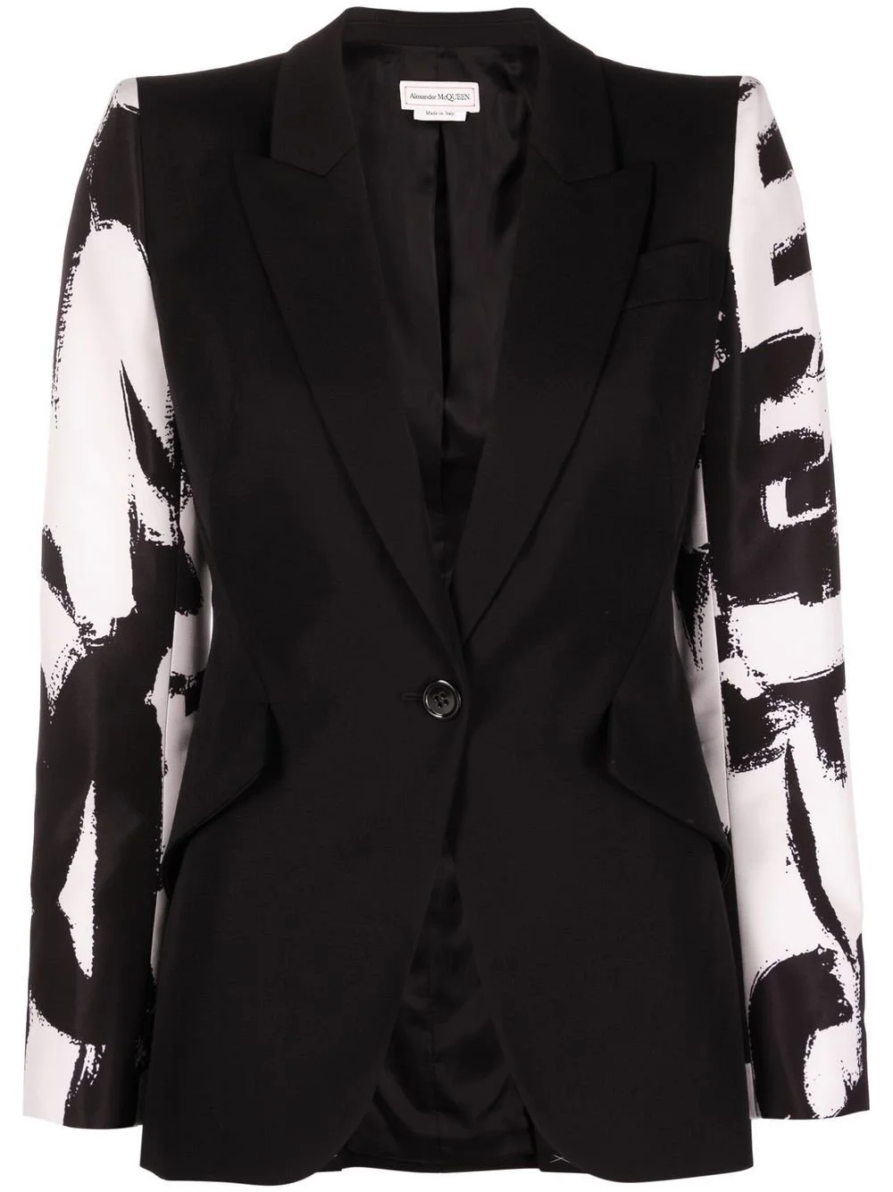 Alexander McQueen Logo-Print Single-Breasted Blazer
