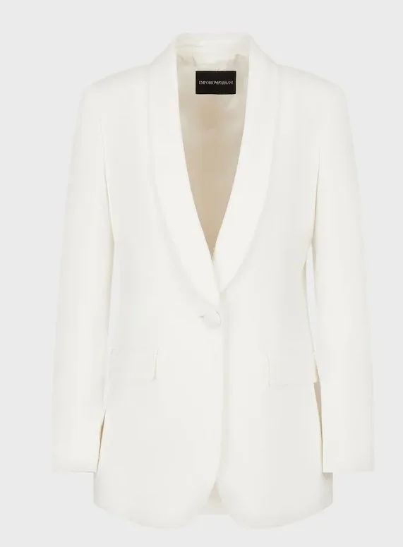 Emporio Armani Shawl Lapel Collar Blazer in White