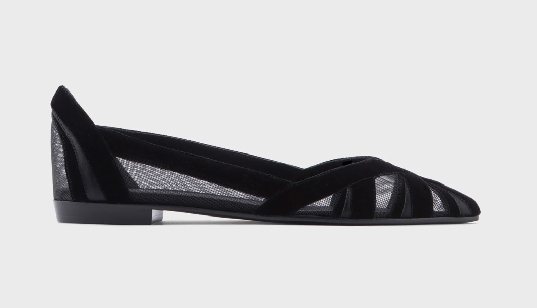 Emporio Armani Velvet and Satin Pointed Ballerinas