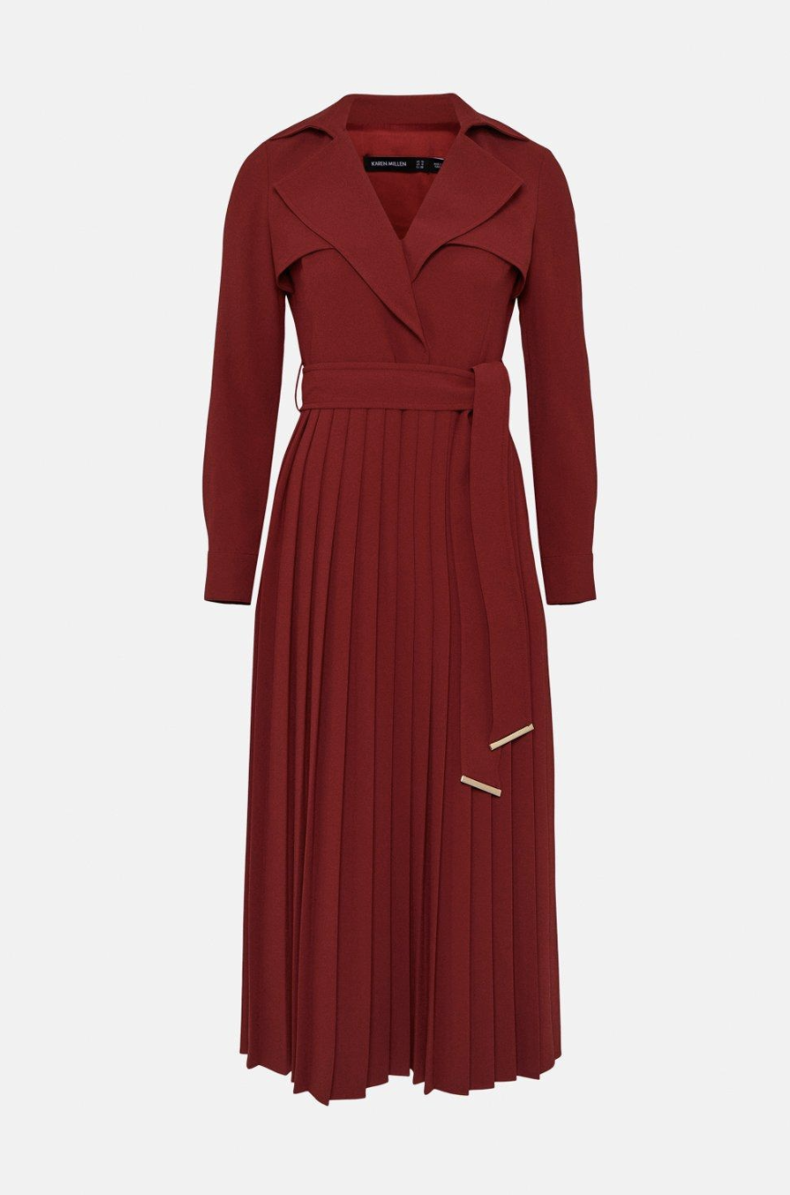 karen millen red dress sale Karen Millen Red Structured Peplum Knit Dress