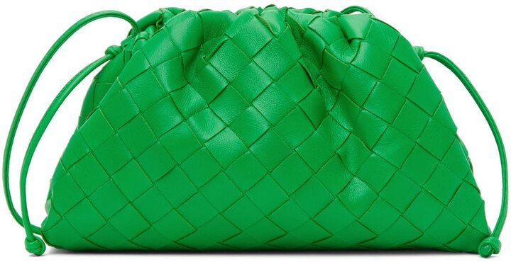 Bottega Veneta The Mini Pouch Bag in Green Leather Intrecciato