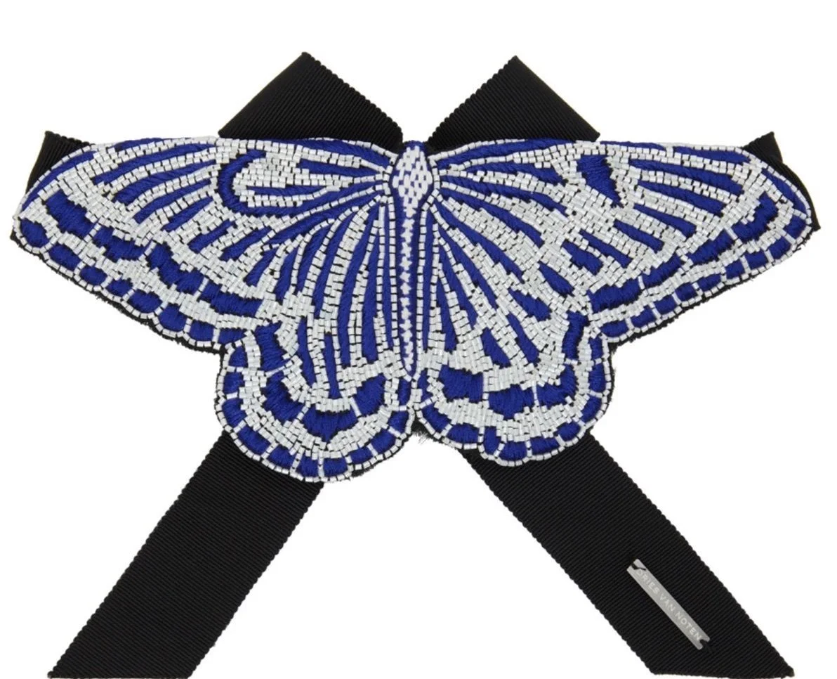 Dries Van Noten Butterfly Choker in Blue &amp; White