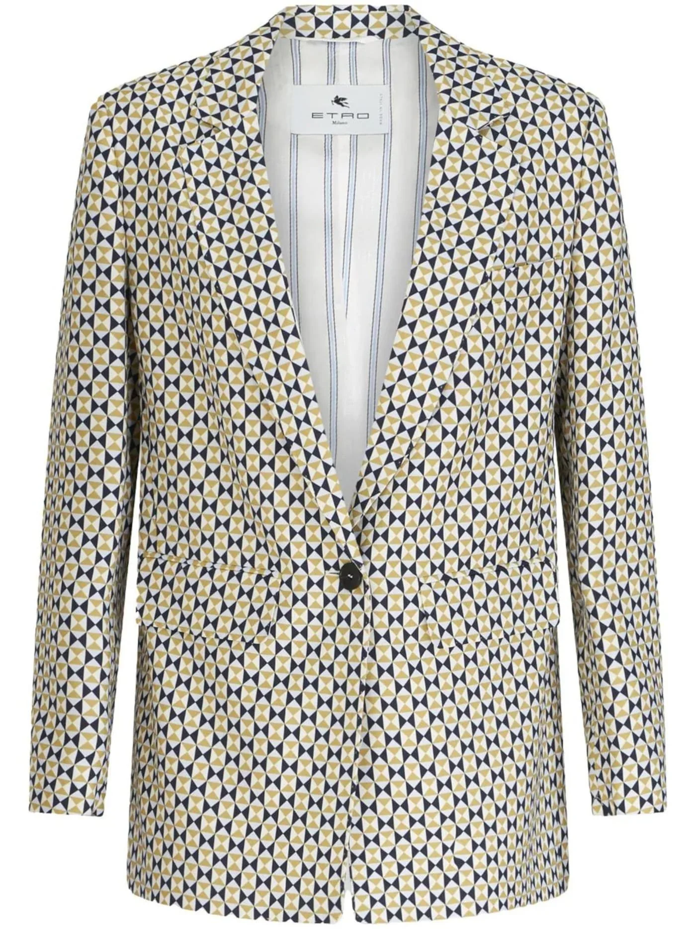 Etro Geometric-Print Single-Breasted Blazer
