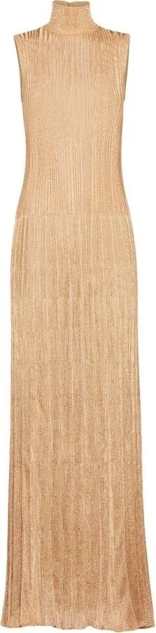 Prada Long Turtleneck Lamé Dress