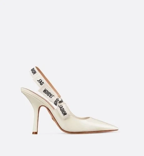 Christian Dior J'Adior Slingback Pumps in White Patent Calfskin