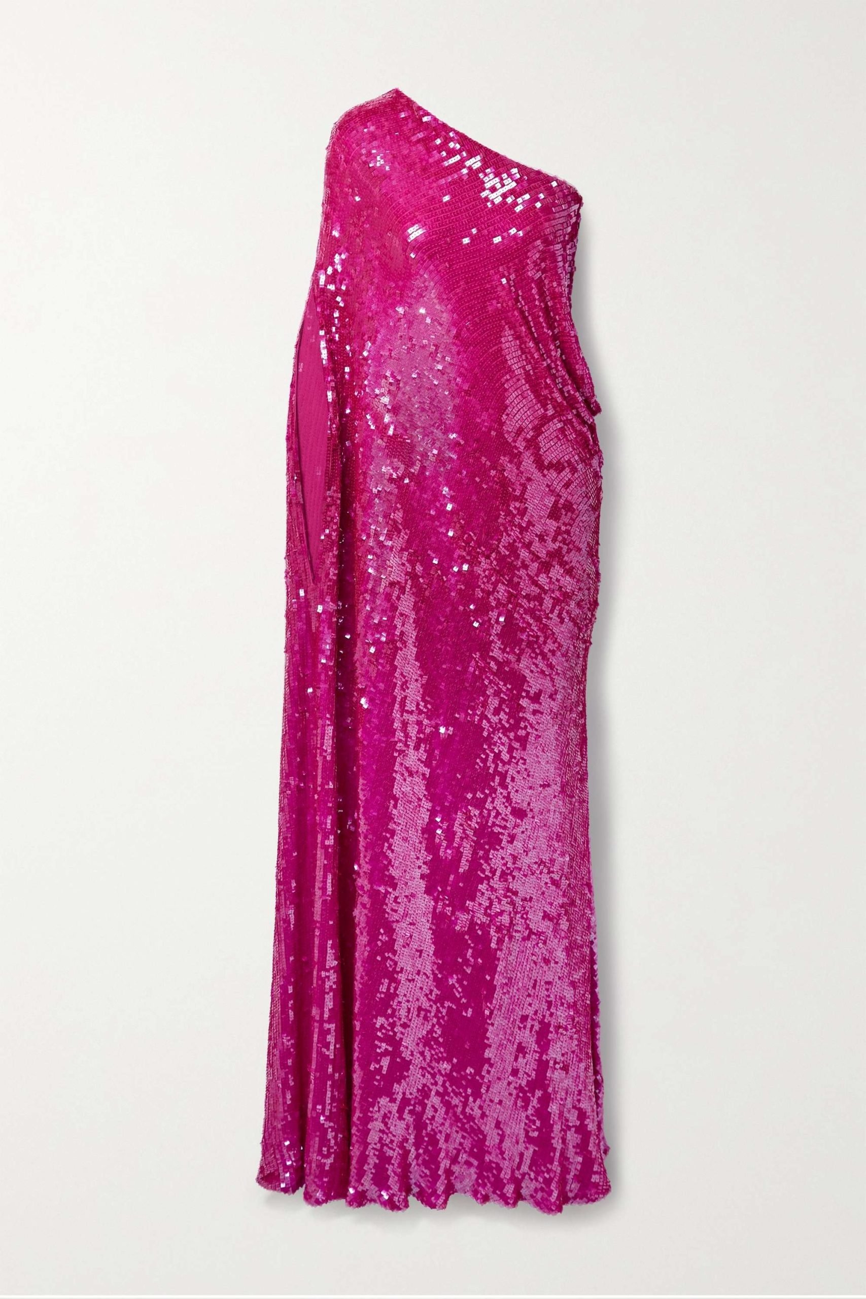 Ashish One-Shoulder Sequined Georgette Gown in Magneta.jpg