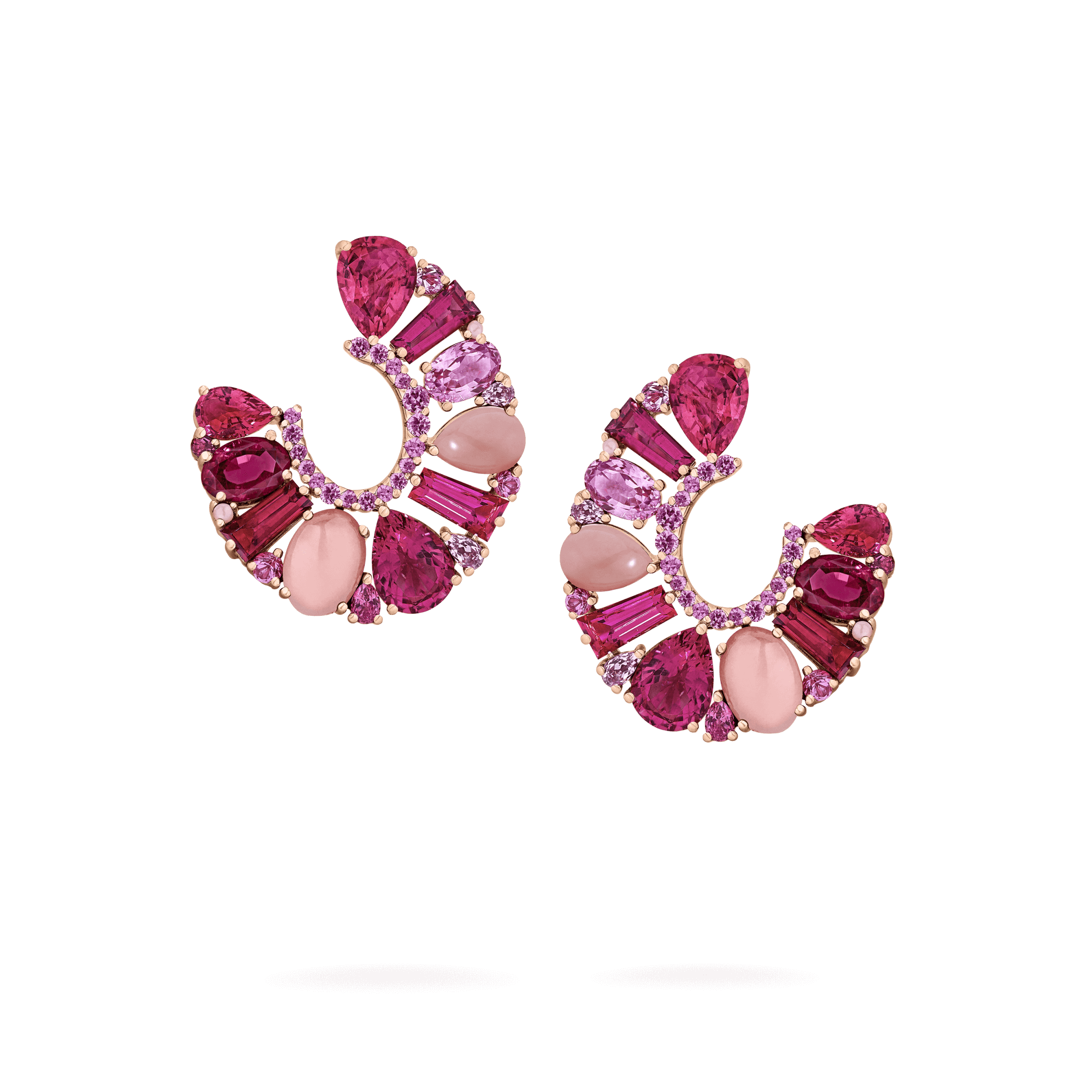 Garrad Blaze Hoop Earrings in 18ct Rose Gold, Pink Sapphire, Rubellite And Pink Opal.png