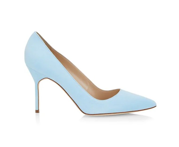 Escarpins MANOLO BLAHNIK BB Dorsay Tayler - Cuir Bleu Marine à Pois - Pointures 39.5 à 41 - Neufs