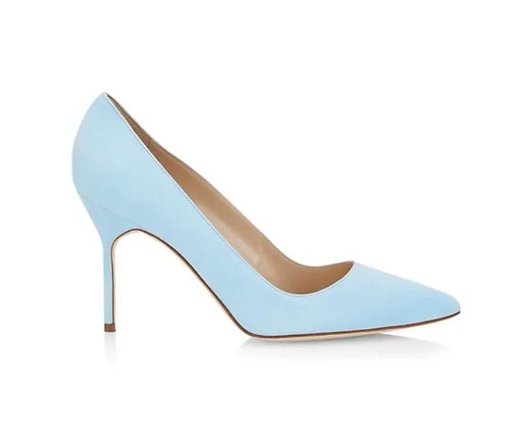 Manolo Blahnik BB 90 Pumps in Blue Suede