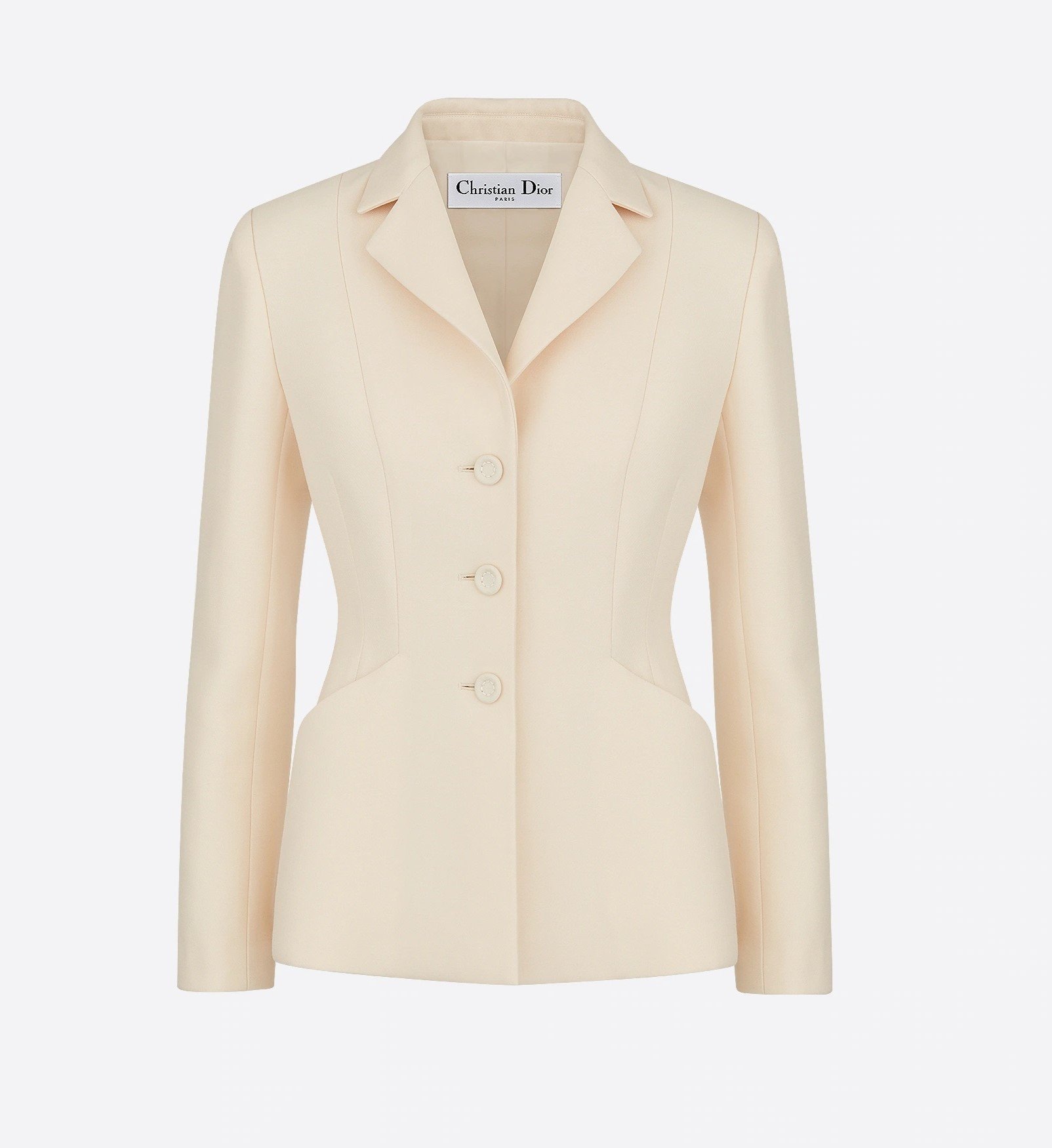 Christian Dior 30 Montaigne Single-Breasted  Bar Jacket in White Wool and Silk.jpg