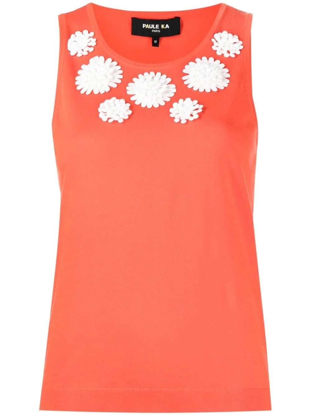 Paule Ka Floral-Appliqué Ribbed Knit Top