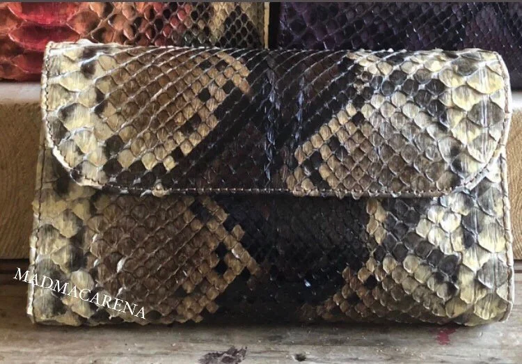Madmacarena Jessica Python Leather Clutch in Safari
