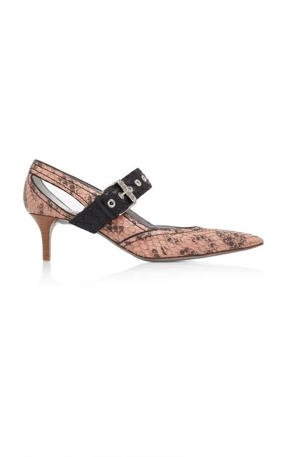 Bottega Veneta Buckle Snakeskin Pumps