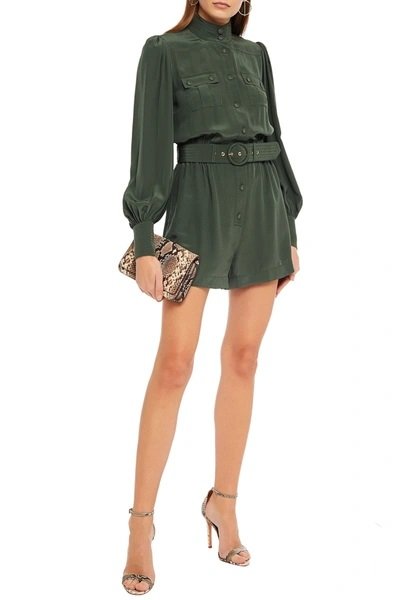 Zimmermann Espionage Utility Belted Playsuit in Army Green Silk Crepe De Chine.jpg