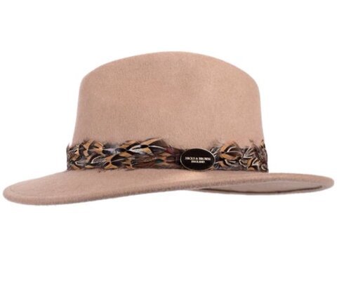 Hicks & Brown Suffolk Fedora in Camel with Pheasant Feather Wrap.jpg