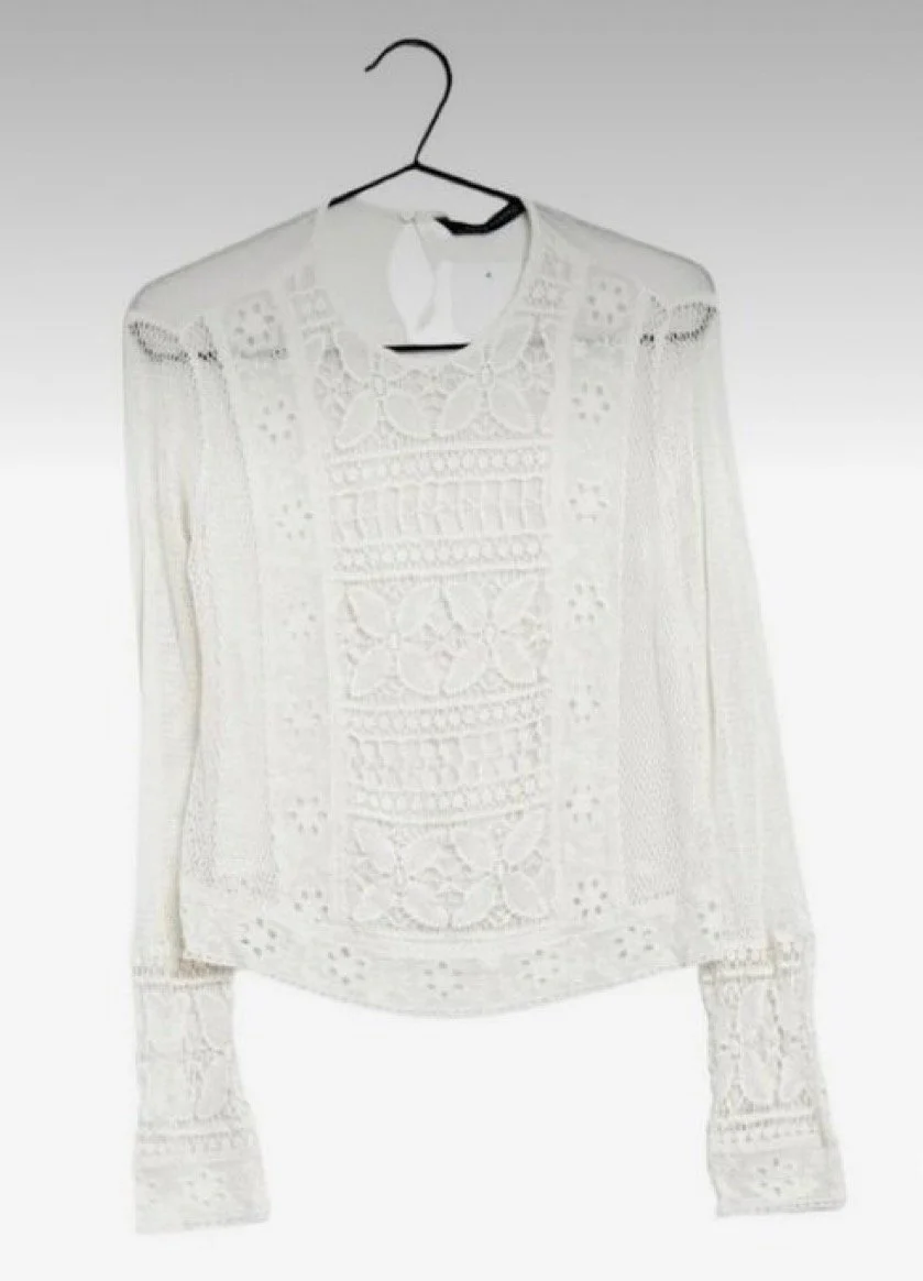 Zara Guipure Lace Long Sleeve Top