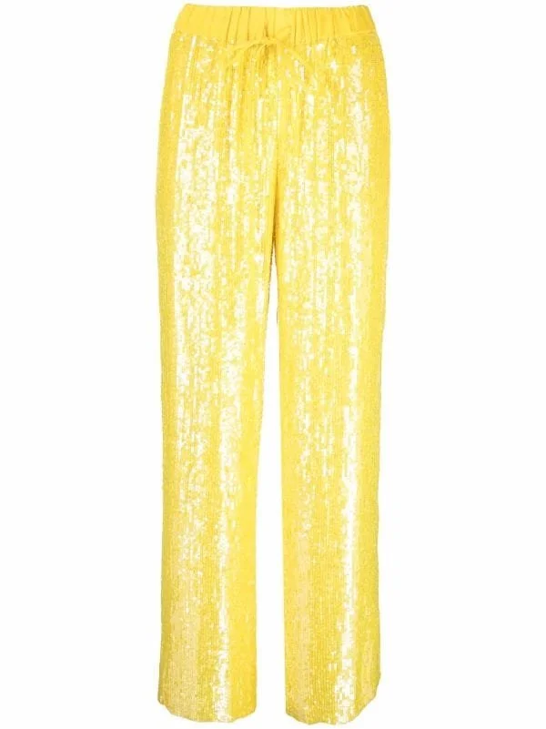 P.A.R.O.S.H Sequin-Embellished Trousers in Yellow