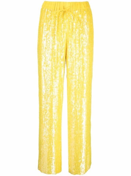 P.A.R.O.S.H Sequin-Embellished Trousers in Yellow — UFO No More