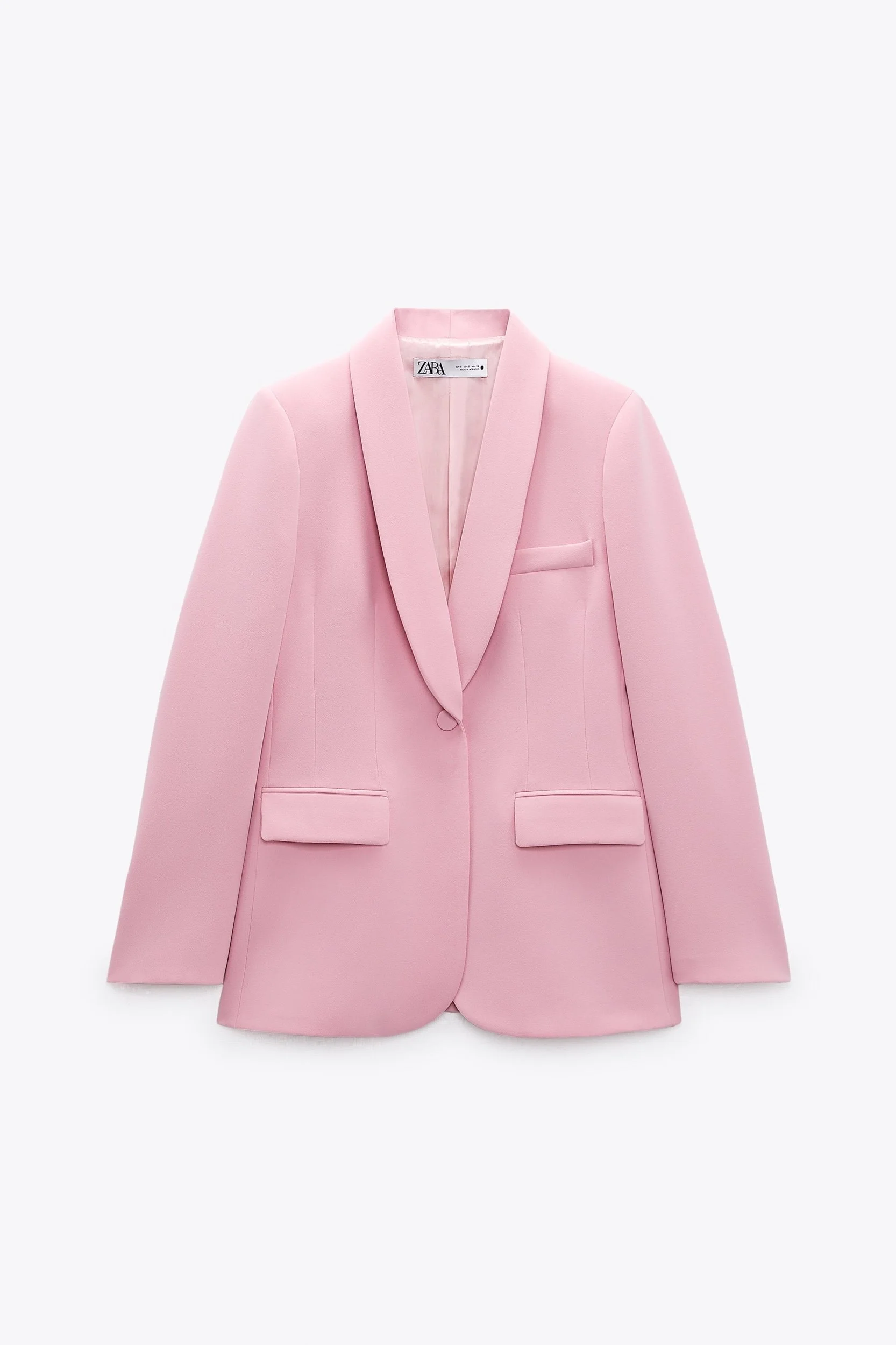 Zara Blazer with Tuxedo Collar in Pale Pink