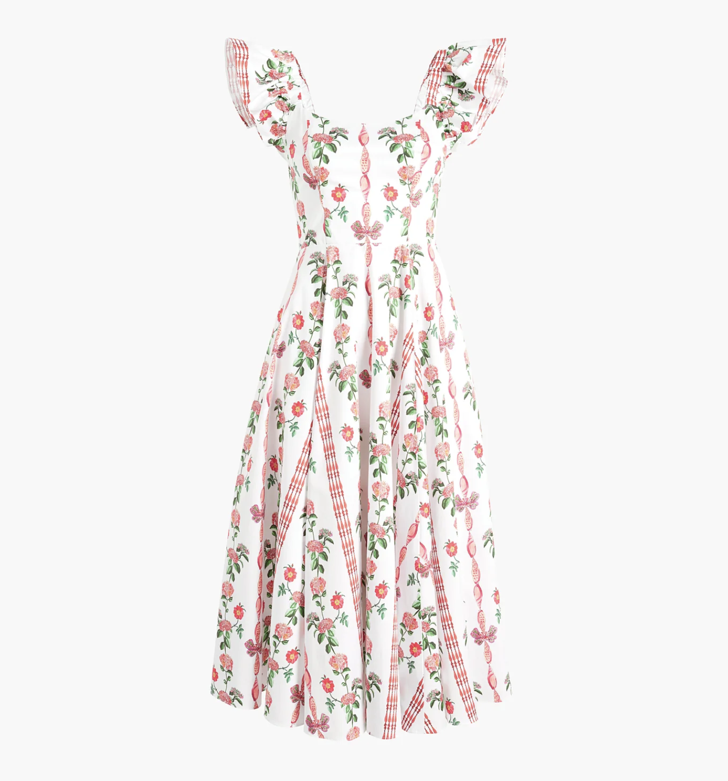Hill House Daphne Dress in Red Shell Vine Stripe Cotton
