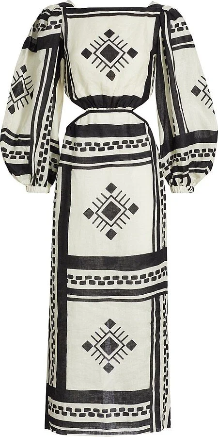 Johanna Ortiz Sachamama Cut-Out Printed Midi Dress