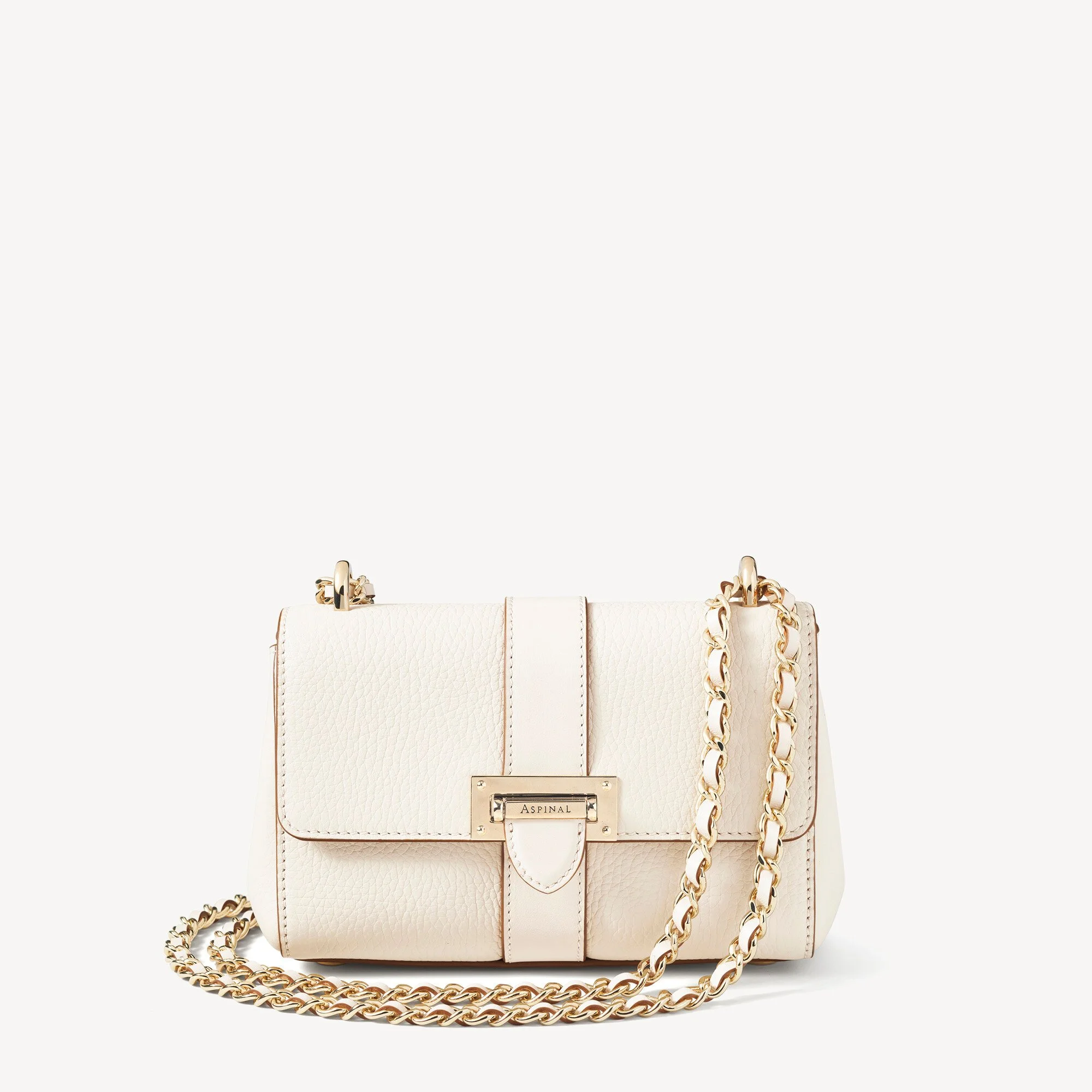 Aspinal of London Micro Lottie Bag in Ivory Pebble