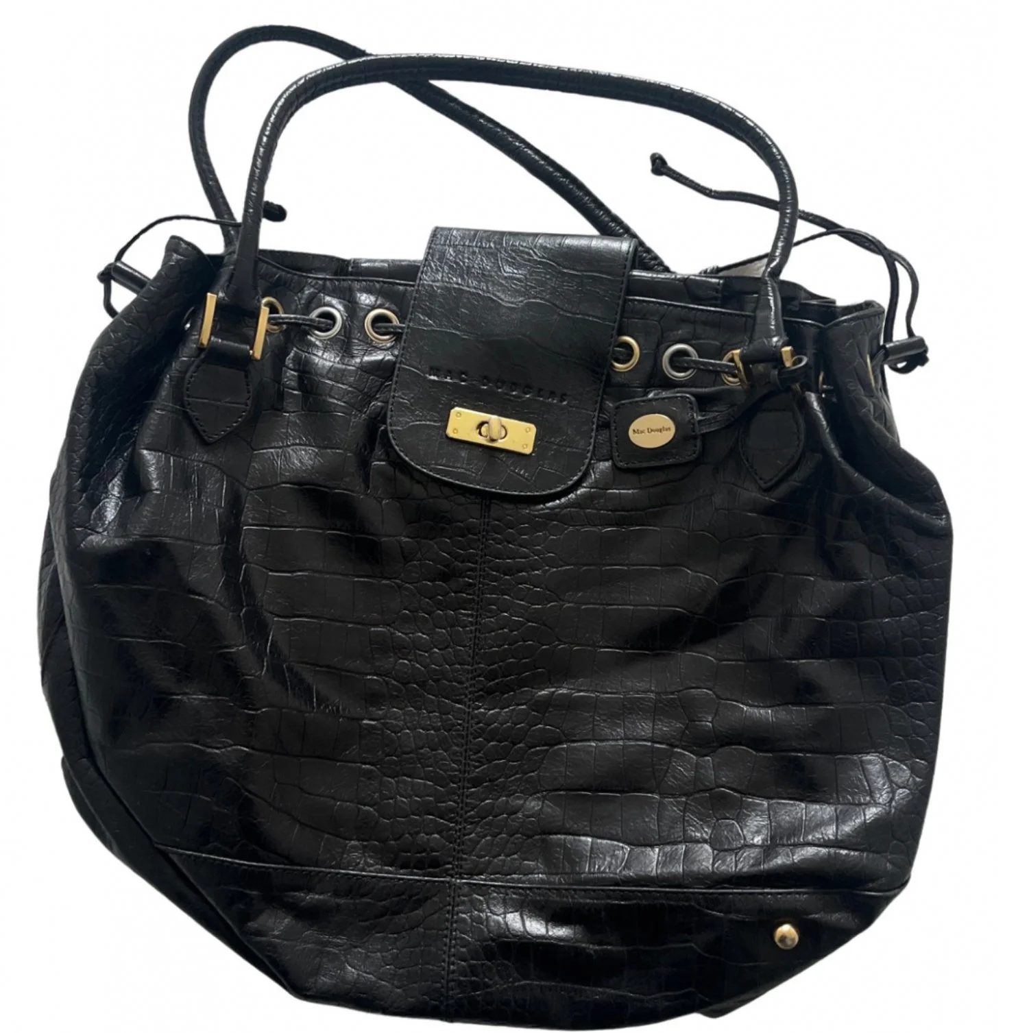 Mac Douglas Large Tote Bag in Black Croc