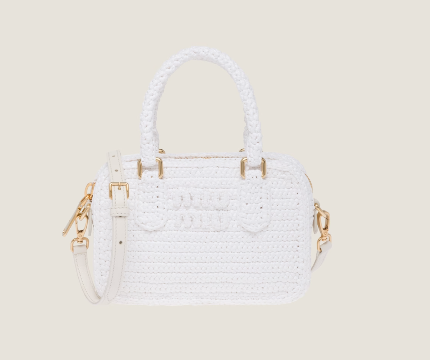 Miu Miu Crochet Top-Handle Bag in White