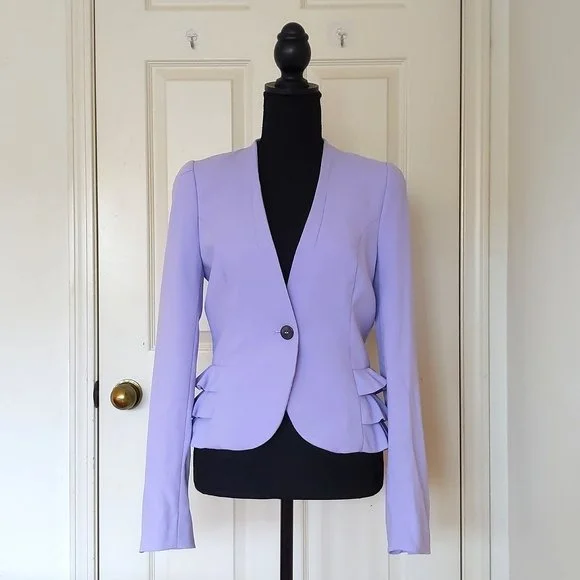 H&M Rayon Blended Ruffle Blazer