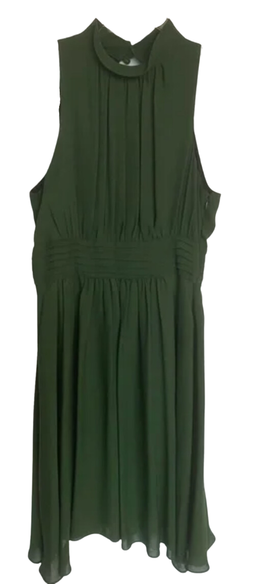 slim fit dress slacks Zara Women's Green Silk A-Line Halter Dress, Size S – Preworn main image 1