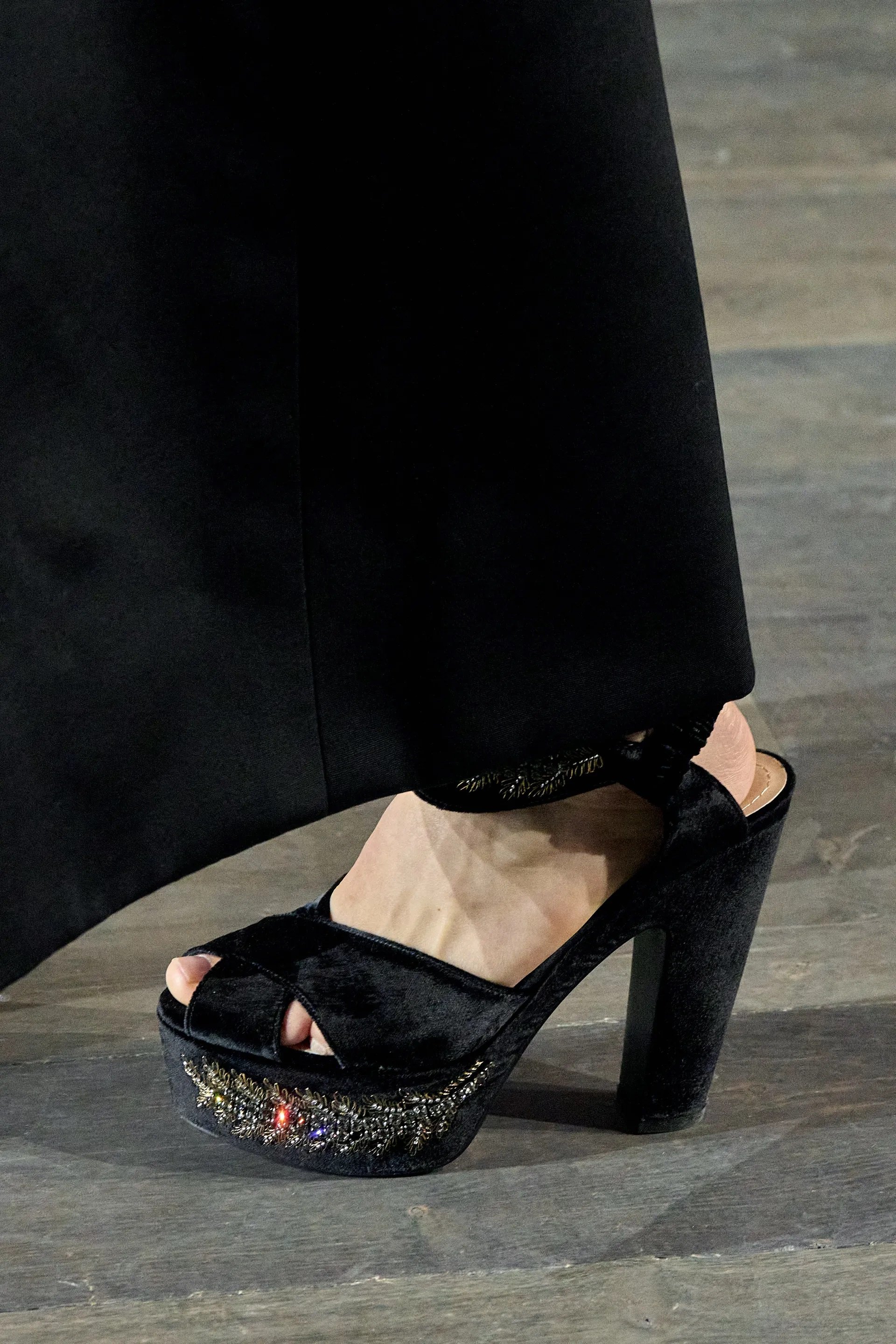 Christian Dior HC Velvet Sandals in with Embellished Platform in Black ...