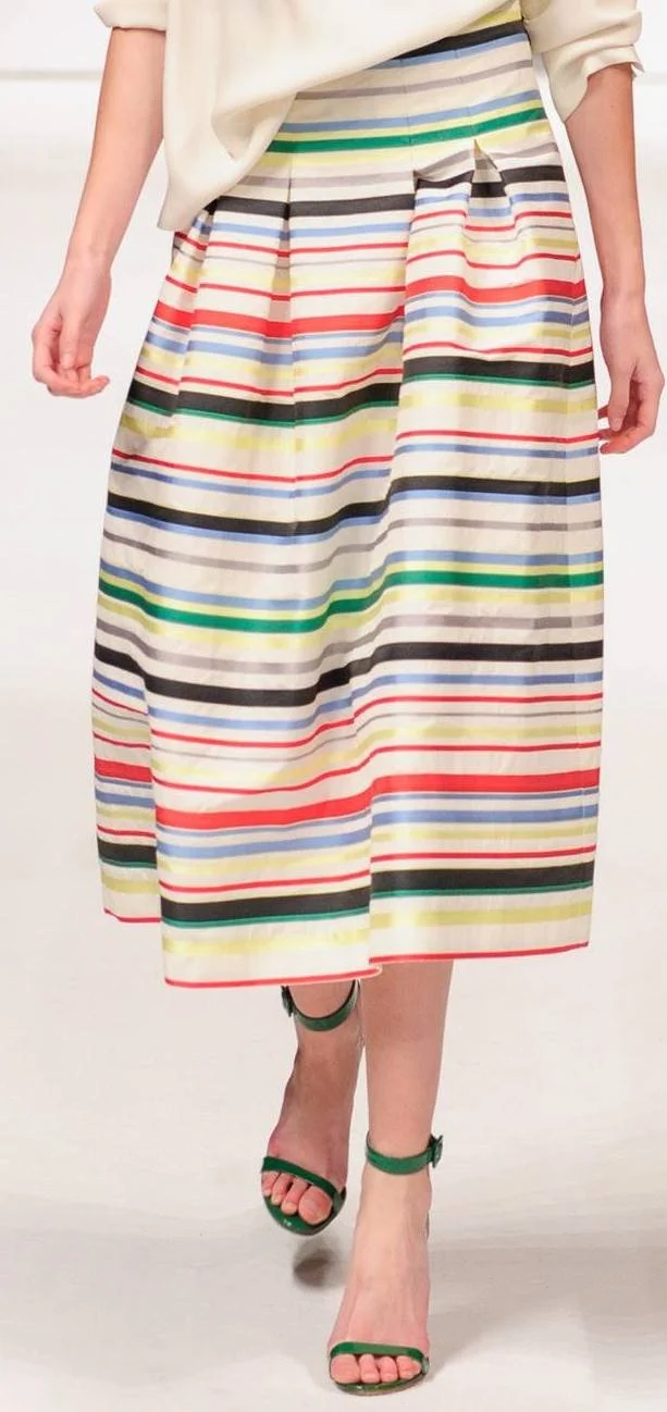 Natan Multicolor Striped Midi Skirt