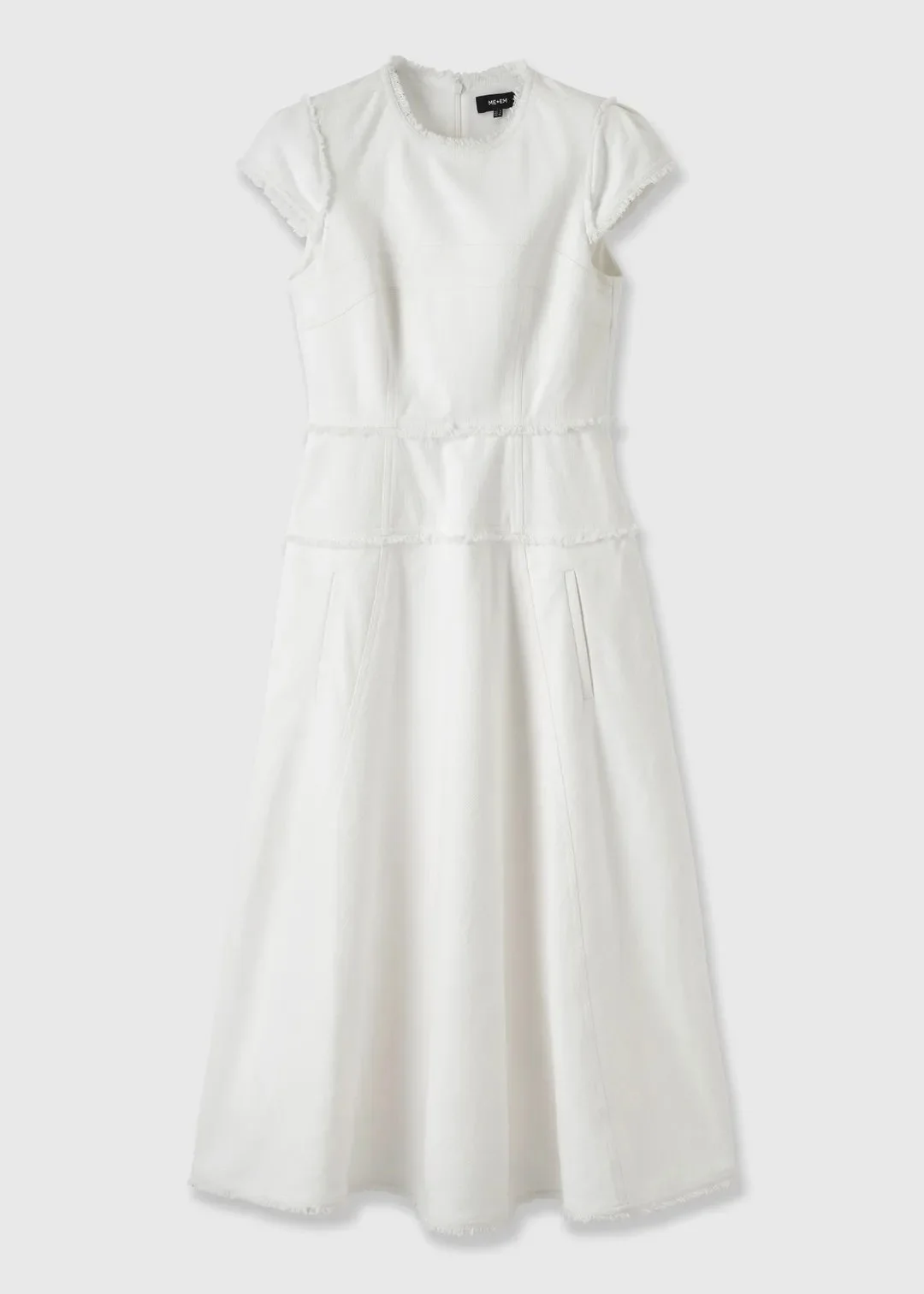 ME and EM Textured Cap Sleeve Midi Dress