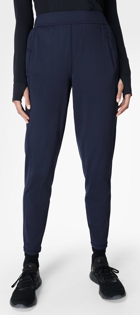 High Waisted Straight Trouser (Navy Chalk Pin Stripe)