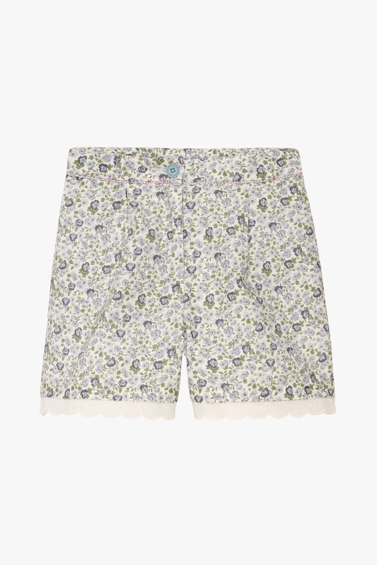 Zara Kids Floral Print Bermuda Shorts with Contrast Scalloped Hem