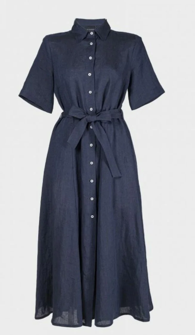 Andiata Sinna Linen Dress in Dark Blue
