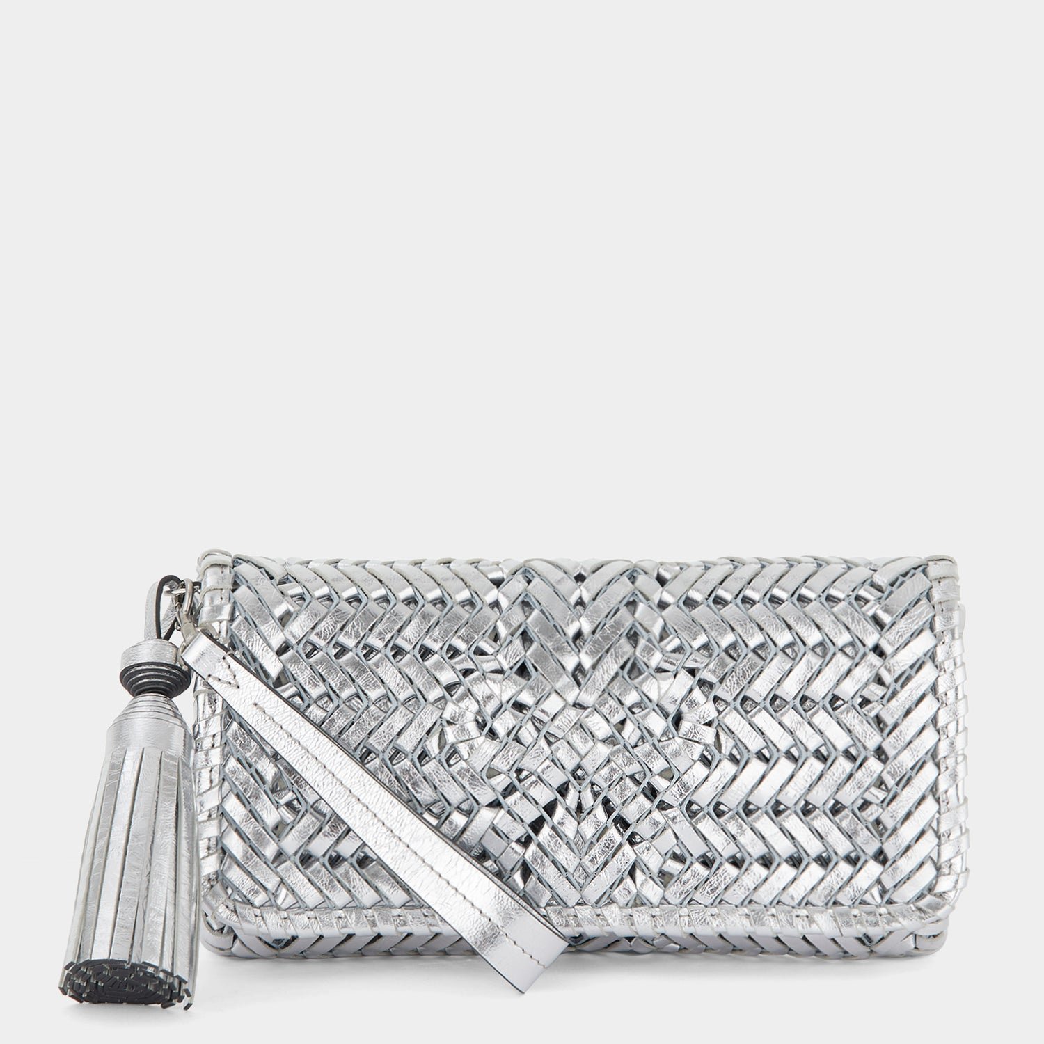 Anya Hindmarch Neeson Tassel Clutch in Silver 