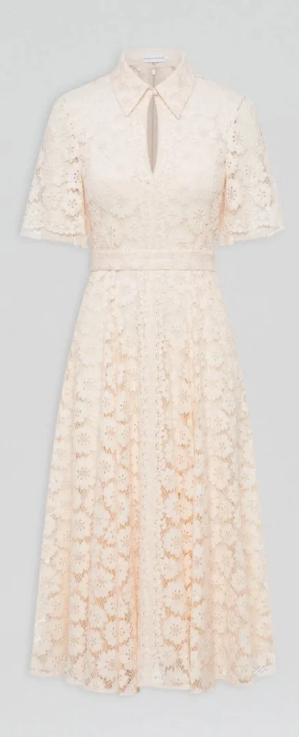 Scanlan Theodore French Lace Short Sleeve Dress