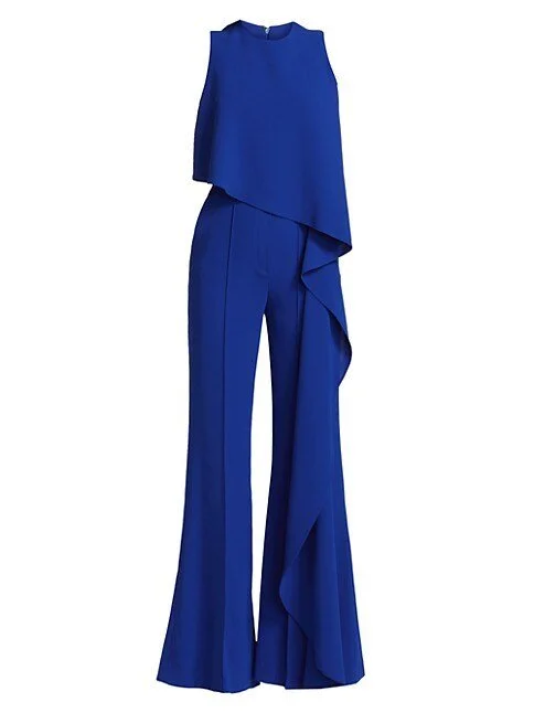 Elie Saab Sleeveless Flared Draped Jumpsuit