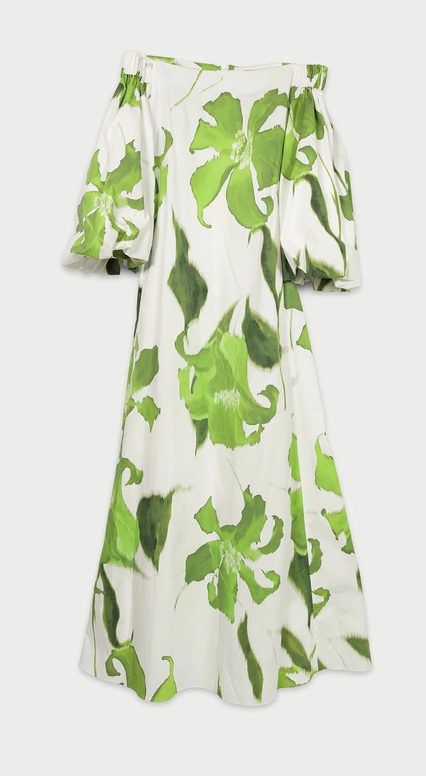 Natan Teff Dress in White and Apple Green