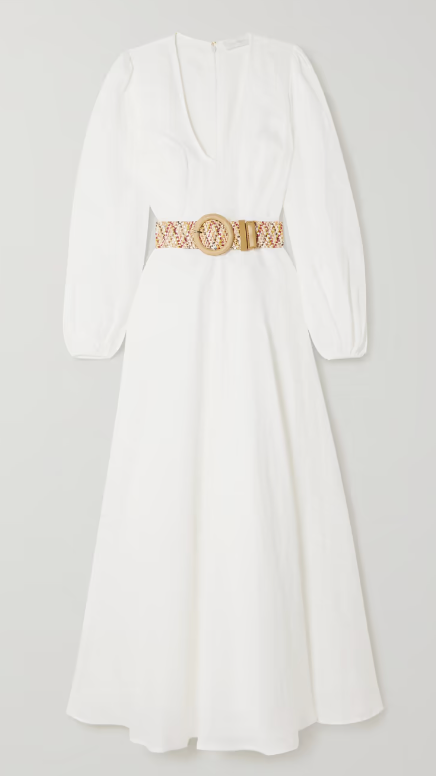 Zimmermann Anneke Belted Linen Midi Dress
