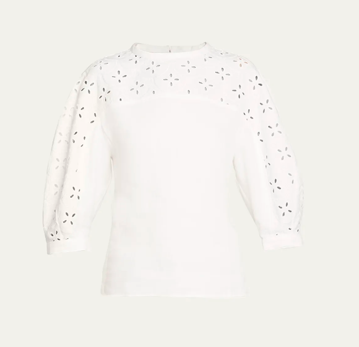 Chloé Linen Top with Eyelet Embroidery
