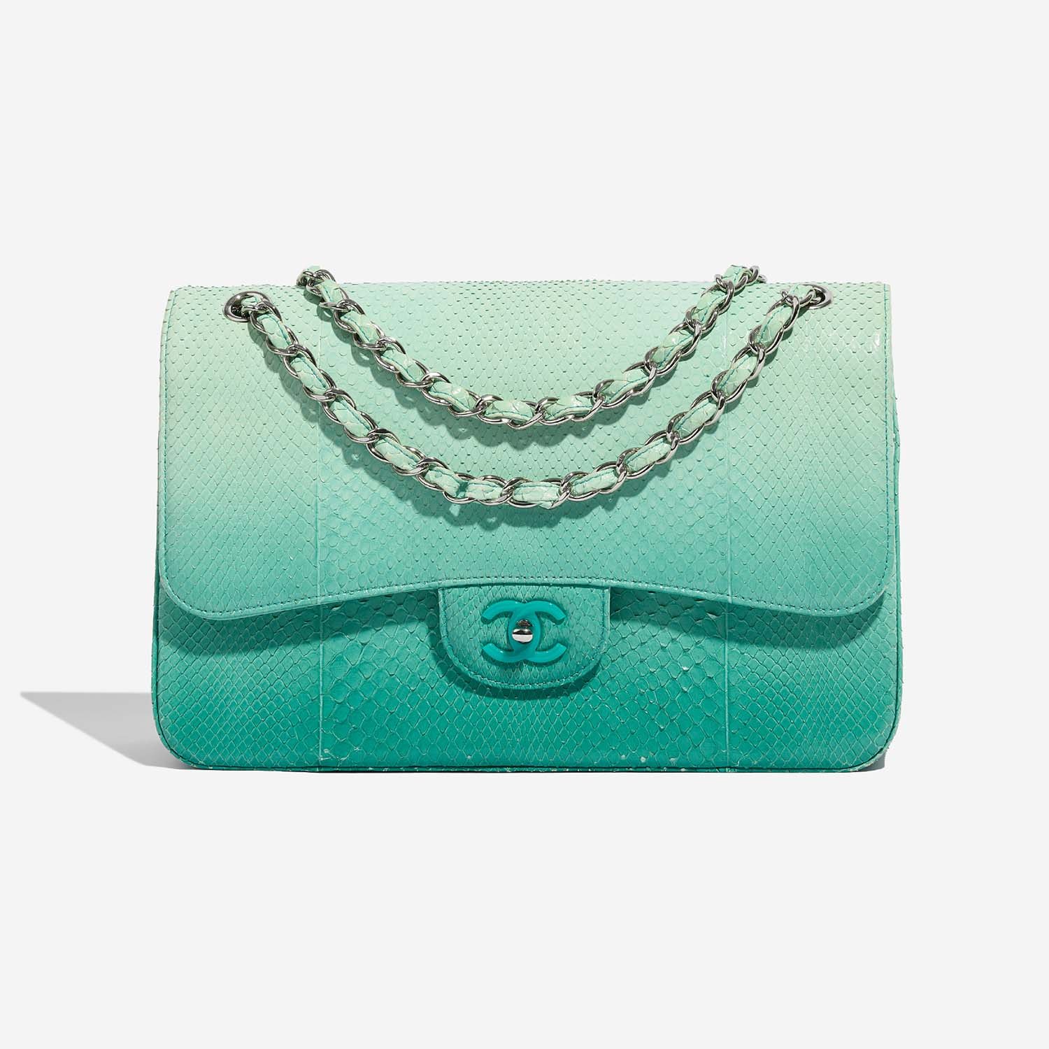 Chanel Jumbo Flap Bag In Turquoise Python Leather — Ufo No More