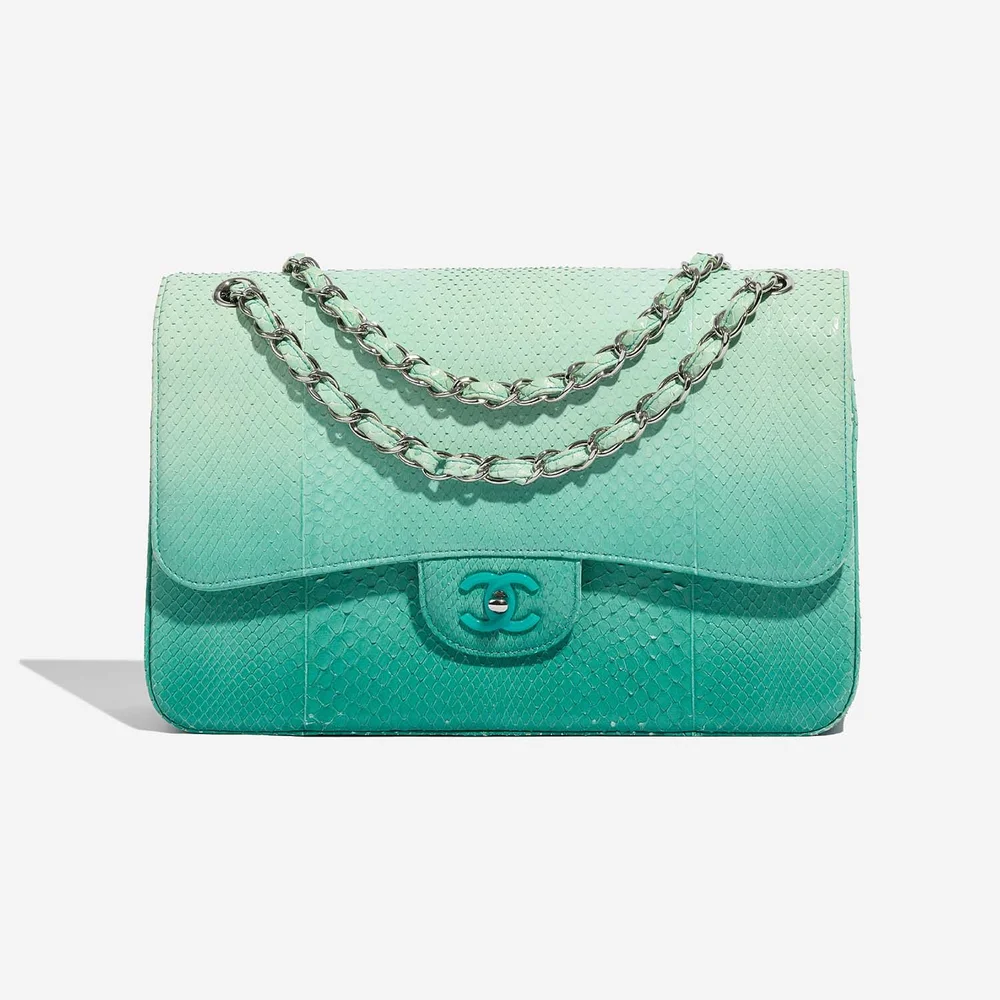 Chanel Jumbo Flap Bag in Turquoise Python Leather — UFO No More