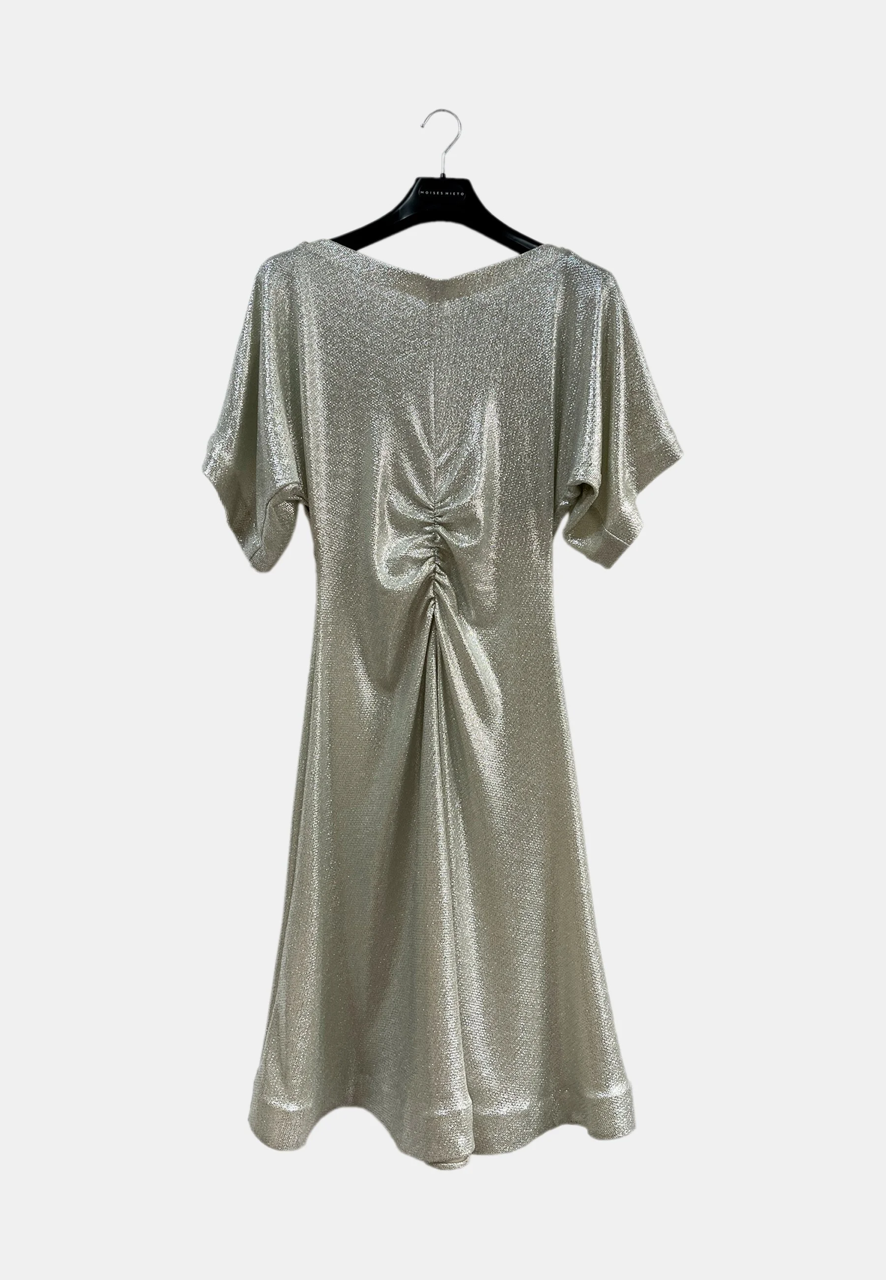 Moises Nieto Gathered Silver Dress